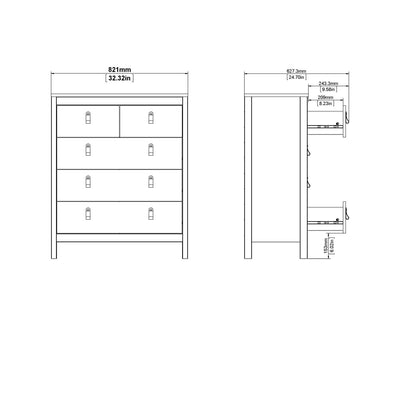 Barcelona Chest 3+2 drawers in White - White