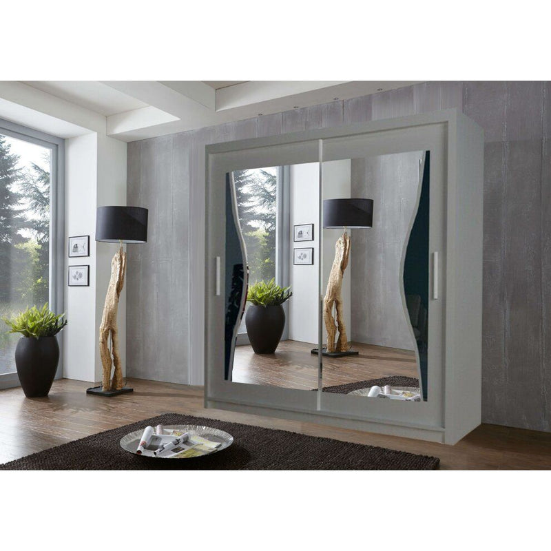 Heffner White Sliding Door Wardrobe  3 Sizes 4 Colour