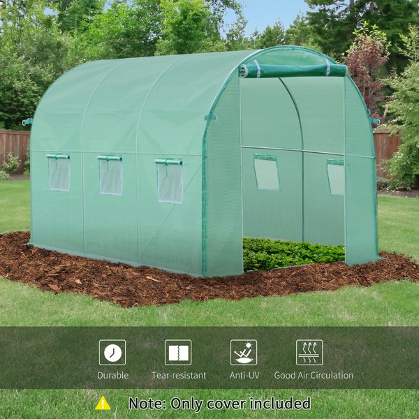 10x7 Ft. Greenhouse Replacement CoveR W/ Windows Door