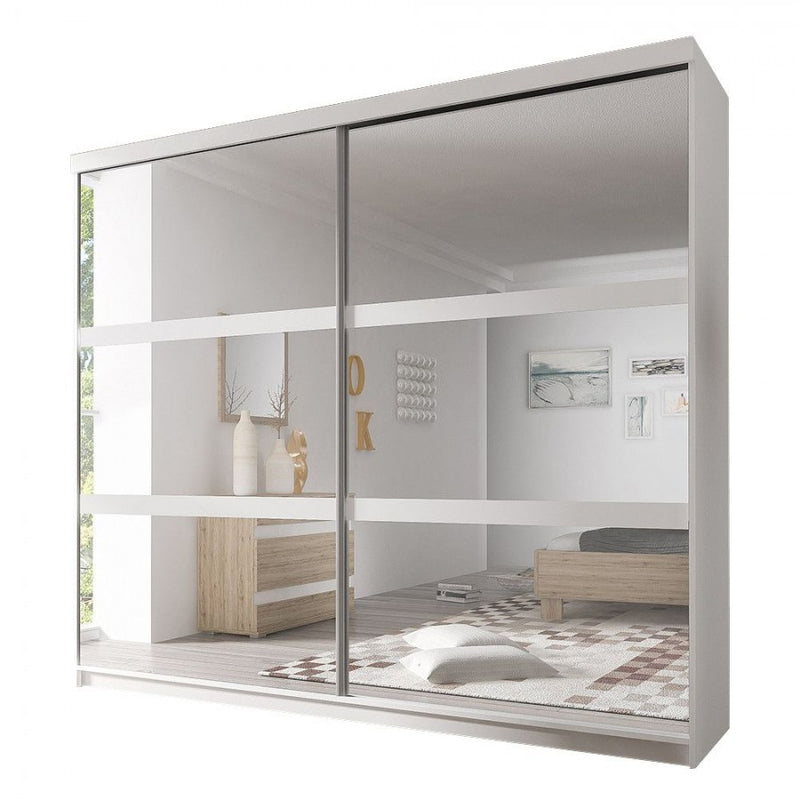 Malta 10 Sliding Mirror Door Wardrobe 183cm - White Matt