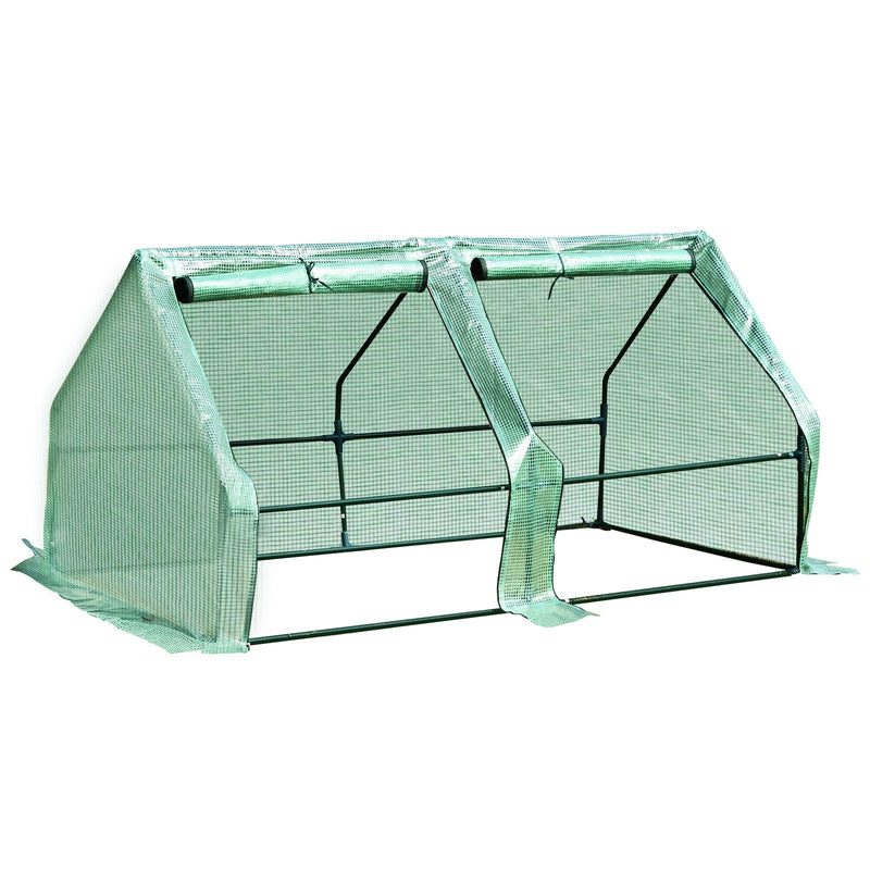 Steel Frame Greenhouse Green 180x90x90cm Mini PE Grid Cover