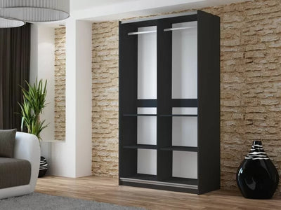 Boris Mirrored Sliding Door Wardrobe 3 Sizes - White, Black, Grey