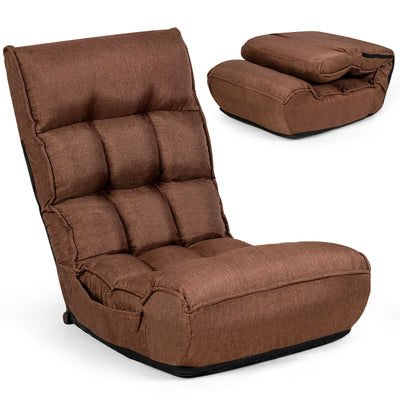 Sillón reclinable plegable con cabezal ajustable en 5 posiciones y bolsillo lateral