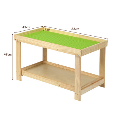 Wooden Kids Activity Table with Storage Shelf and Removable Tabletop-Natural