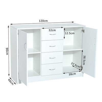 120Wx40Dx90H Cm Drawer Cabinet - White