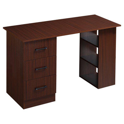 Computer Desk, PC Table, Workstation W/ 3 Shelf And Drawers, 120W x 49D x 72H cm - Walnut