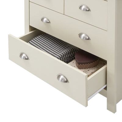 Lisbon 2 Piece Bedroom Set: 1 drawer bedside table / nightstand + 4 drawer chest of drawers in cream & oak