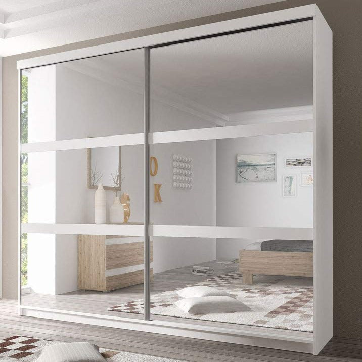 Malta 10 Sliding Mirror Door Wardrobe 183cm - White Matt