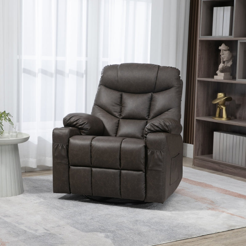 Faux Leather Reclining Armchair - Brown