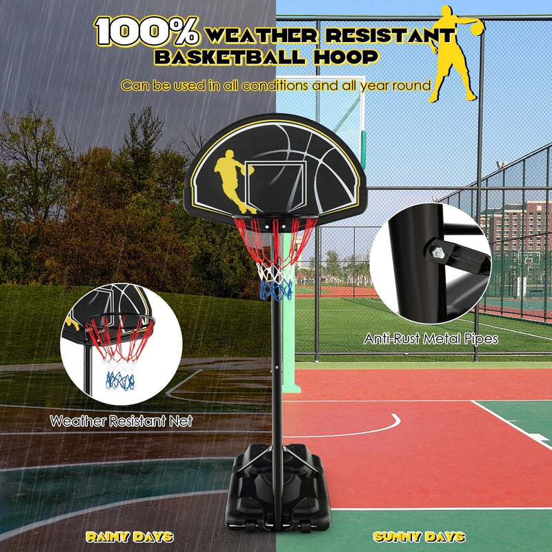 Height Adjustable Basketball Hoop System with Wheels and Fillable Base