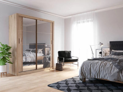 Tegan 2 Door Sliding Wardrobe 181cm - White, Grey, Black or Oak