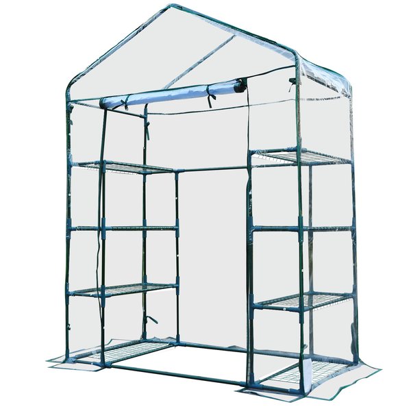 143Lx73Wx195H Cm. Steel Frame Polytunnel Greenhouse