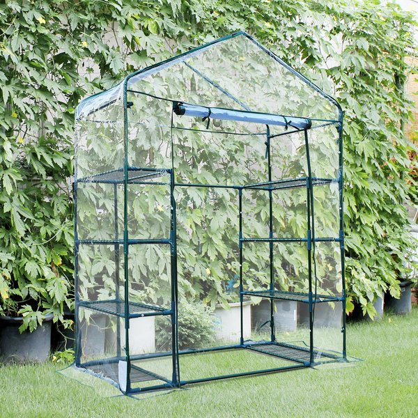 143Lx73Wx195H Cm. Steel Frame Polytunnel Greenhouse