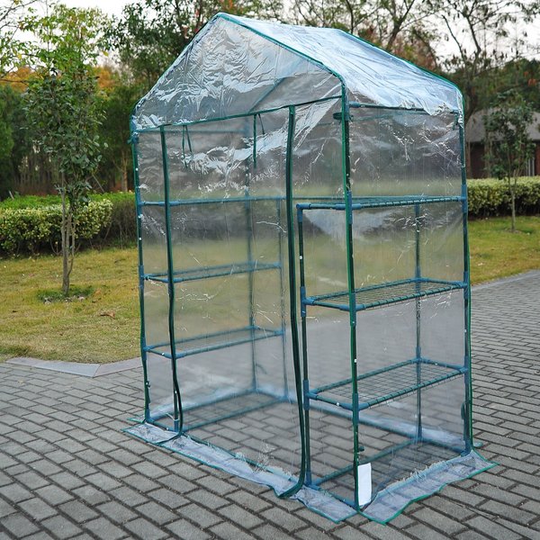 143Lx73Wx195H Cm. Steel Frame Polytunnel Greenhouse