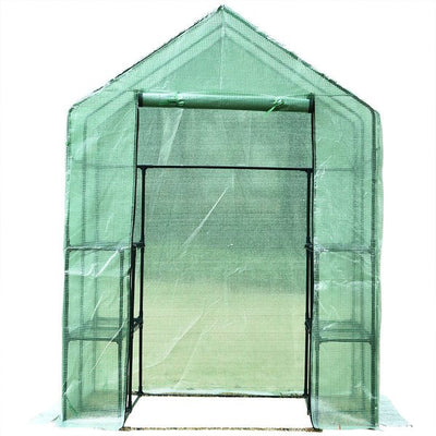 143x143x195 Cm Walk In Greenhouse W/ Shelves - Dark