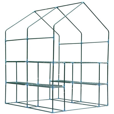 143x143x195 Cm Walk In Greenhouse W/ Shelves - Dark