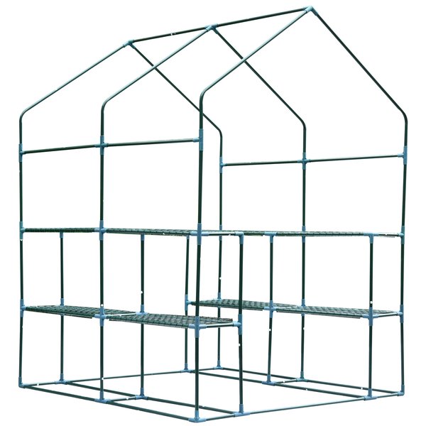 143x143x195 Cm Walk In Greenhouse W/ Shelves - Dark