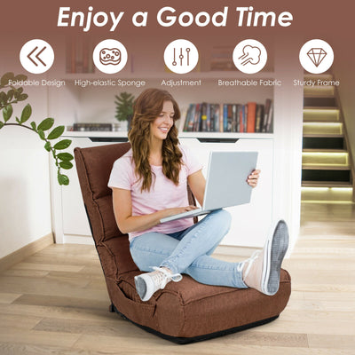 Sillón reclinable plegable con cabezal ajustable en 5 posiciones y bolsillo lateral