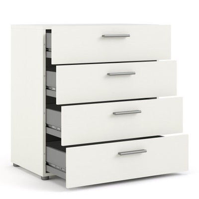 Nottingham High Quality Laminated 4 Drawers Chest - White Woodgrain