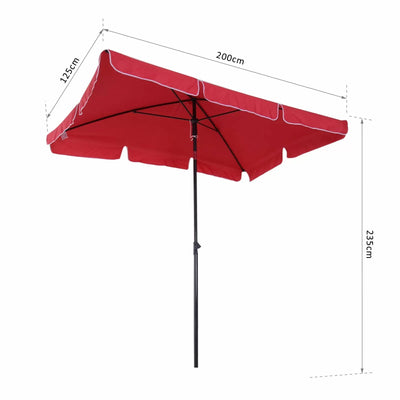 Rectangular Aluminium Sun Parasol Umbrella - Grey or Red