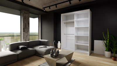 Moon Sliding Door Wardrobe - White, Grey, Black