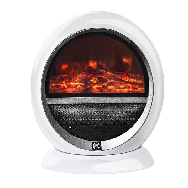 1500W Freestanding Electric Fireplace Heater W/ Flame Effect Rotatable Head - White