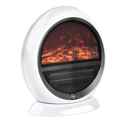 1500W Freestanding Electric Fireplace Heater W/ Flame Effect Rotatable Head - White