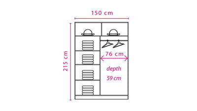 Tapers Sliding Door Wardrobe 150cm