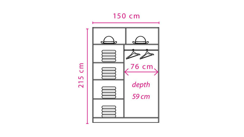 Tapers Sliding Door Wardrobe 150cm