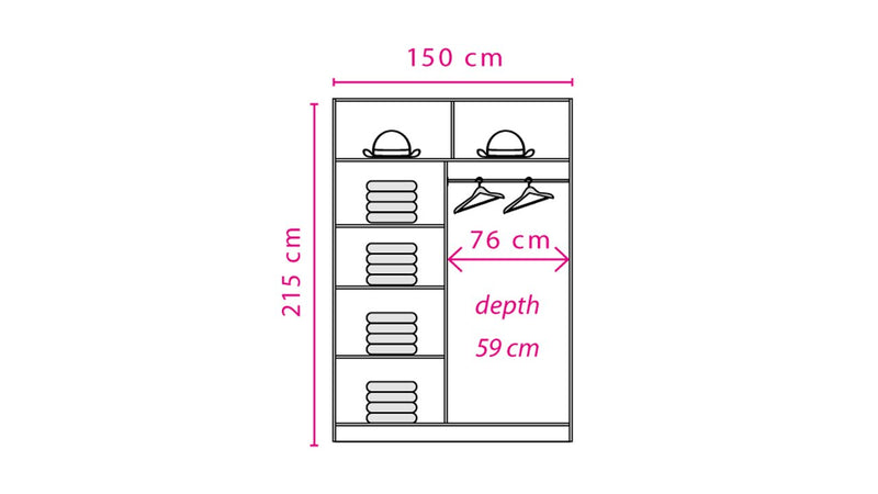 Effect 2 Sliding Door Wardrobe 150cm