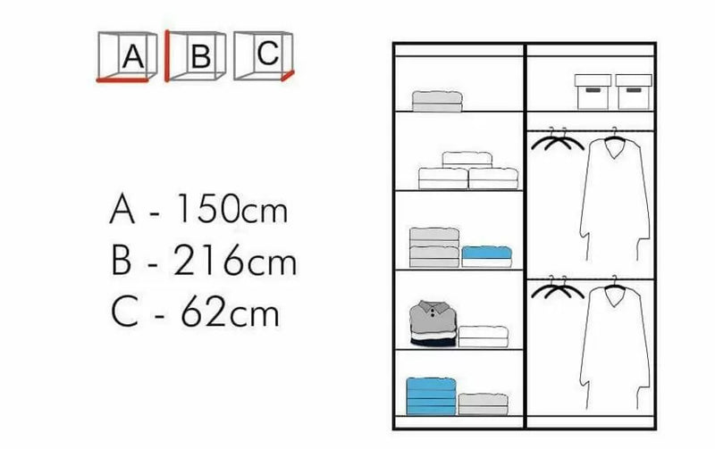 Chicago II Sliding Door Wardrobe - White, Black, Oak, Walnut, Wenge, Grey