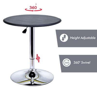 Height Adjustable Round Bar Dinning Table, Steel Frame - Black/Chrome