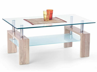 Mesa de centro rectangular de diseño moderno de 2 niveles en vidrio - 3 colores 