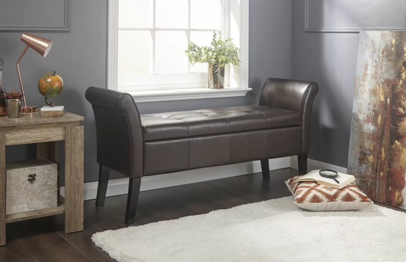 Balmoral Window Ottoman Storage Bench - Brown, Silver or Grey