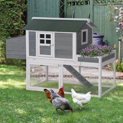 160cm Wooden Chicken Coop Hen Hutch Poultry House Nesting Cage Planting Box