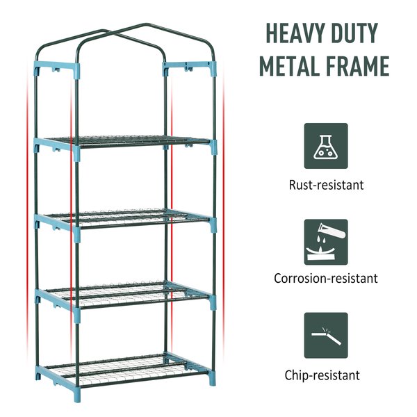 160x70x50 Cm. 4 Tier Mini Greenhouse Planter Shed - Green