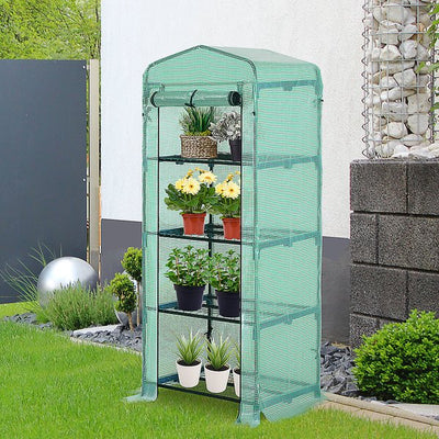 160x70x50 Cm. 4 Tier Mini Greenhouse Planter Shed - Green