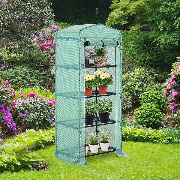 160x70x50 Cm. 4 Tier Mini Greenhouse Planter Shed - Green