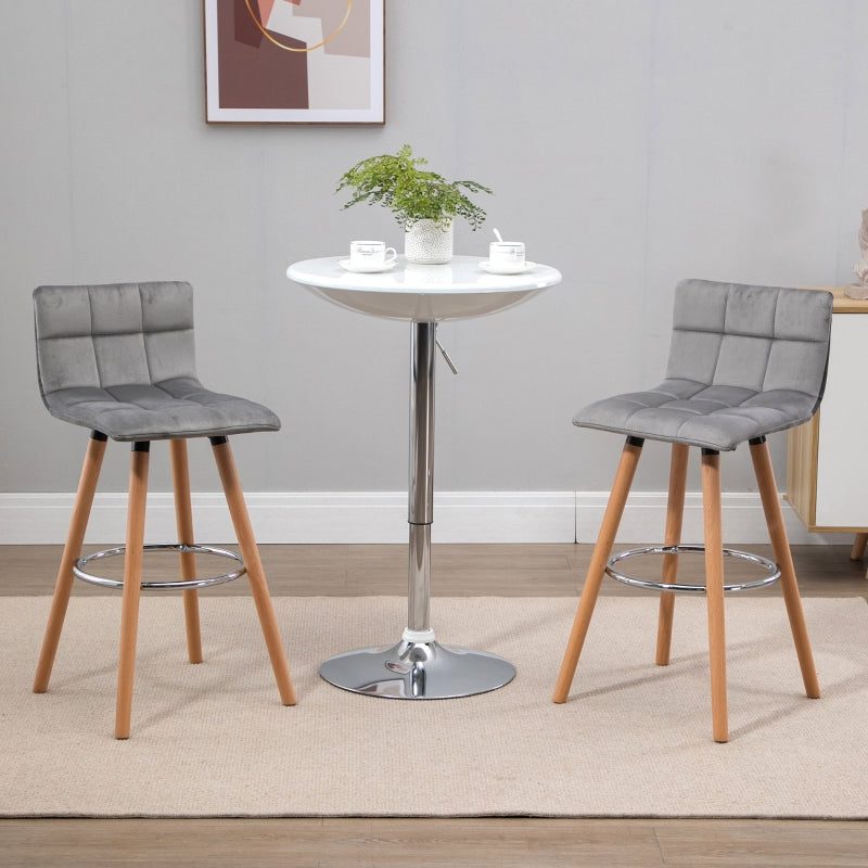 Set Of 2 Armless Upholstered  Bar Stool - Grey