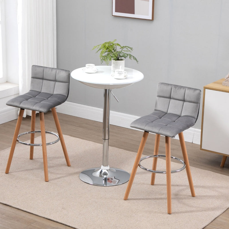 Set Of 2 Armless Upholstered  Bar Stool - Grey