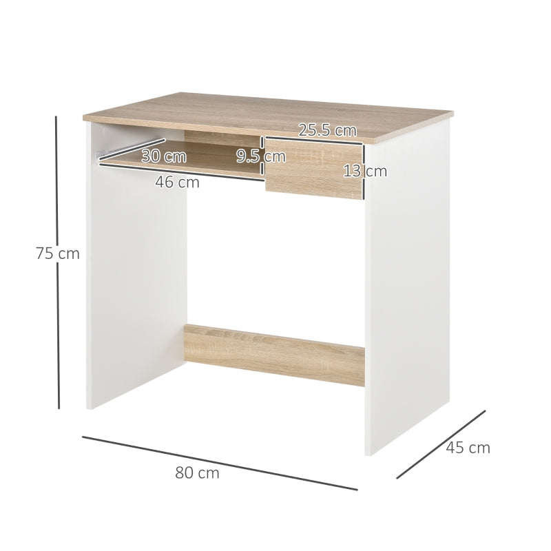 Compact Computer Table With Keyboard Tray Drawer Study Office Work Writing Desk