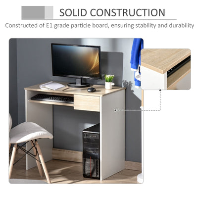 Compact Computer Table With Keyboard Tray Drawer Study Office Work Writing Desk