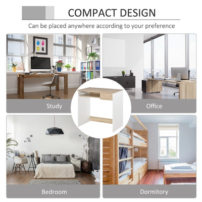 Compact Computer Table With Keyboard Tray Drawer Study Office Work Writing Desk