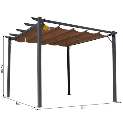 Pergola Awning 3x3M - Brown/Black