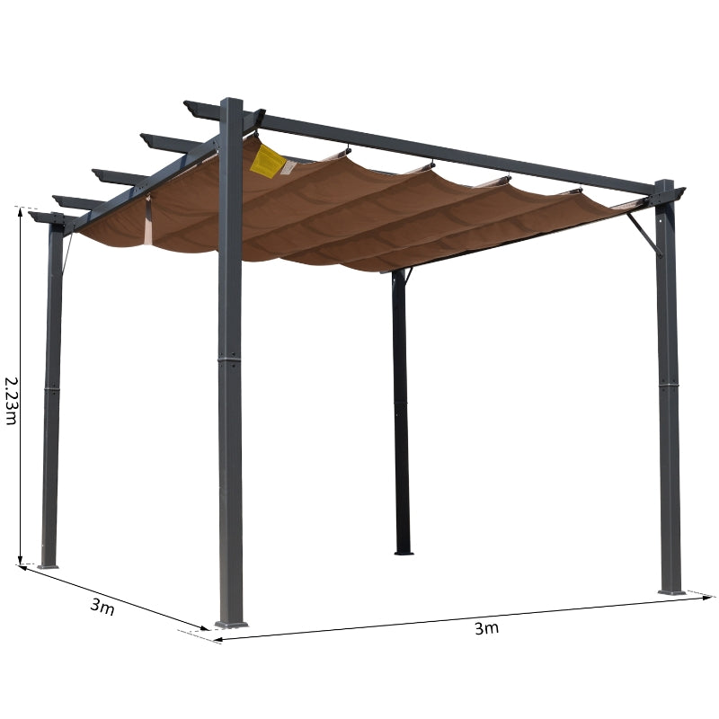 Pergola Awning 3x3M - Brown/Black