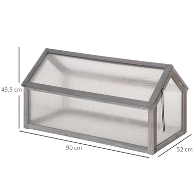 Wooden Cold Frame Greenhouse Garden With Openable Top For Flowers, Vegetables - Grey