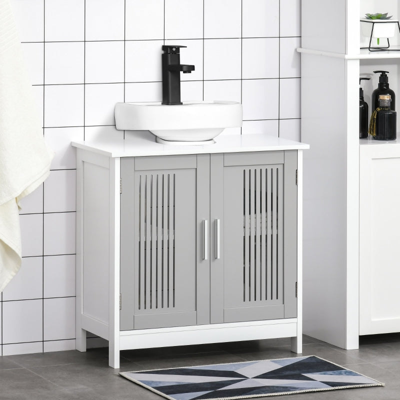 Bathroom Under Sink Cabinet Vanity Unit With Adjustable Shelf Space Saver - White