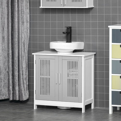 Bathroom Under Sink Cabinet Vanity Unit With Adjustable Shelf Space Saver - White