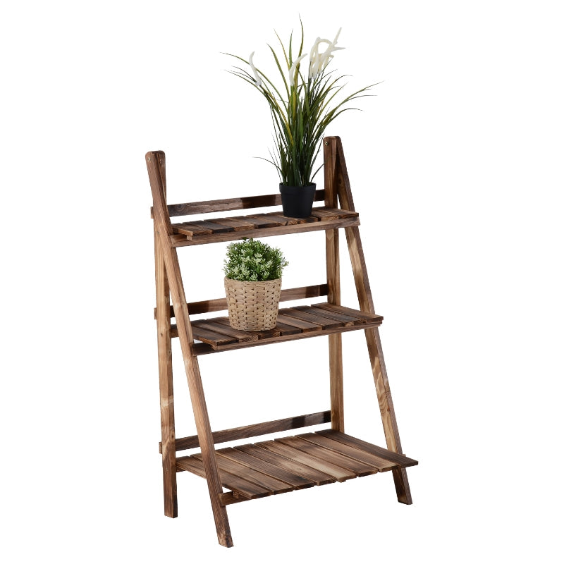 Fir Wood 3-Tier Display Shelf, Flower Pot