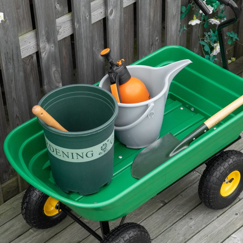 New Garden Heavy Duty Utility 4 Wheel Trolley Cart Dump Wheelbarrow Tipper Truck